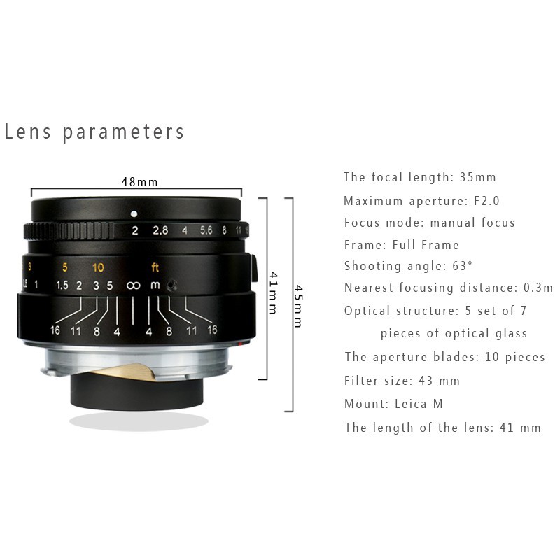 Ống kính 7artisans 35mm F/2.0 for Leica M (MF)