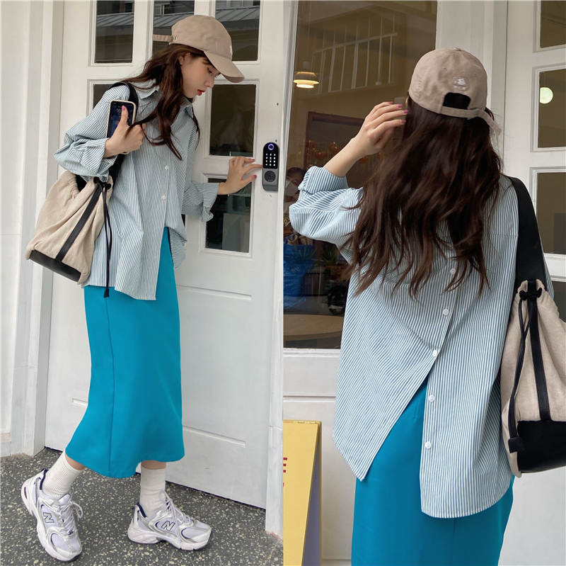 Áo sơ mi tay dài kẻ sọc thời trang thịnh hàng cho nữ