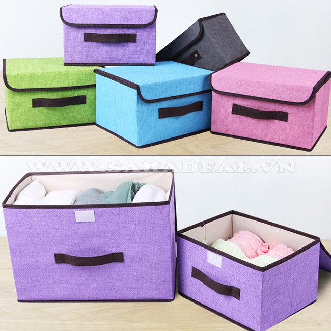 Combo 2 Hộp Vải Đựng Đồ Tiện Ích Có Nắp Đậy MINISHOP HA07