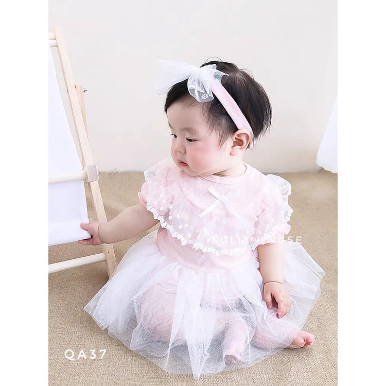 Body váy xòe ren kèm băng đô - QA37