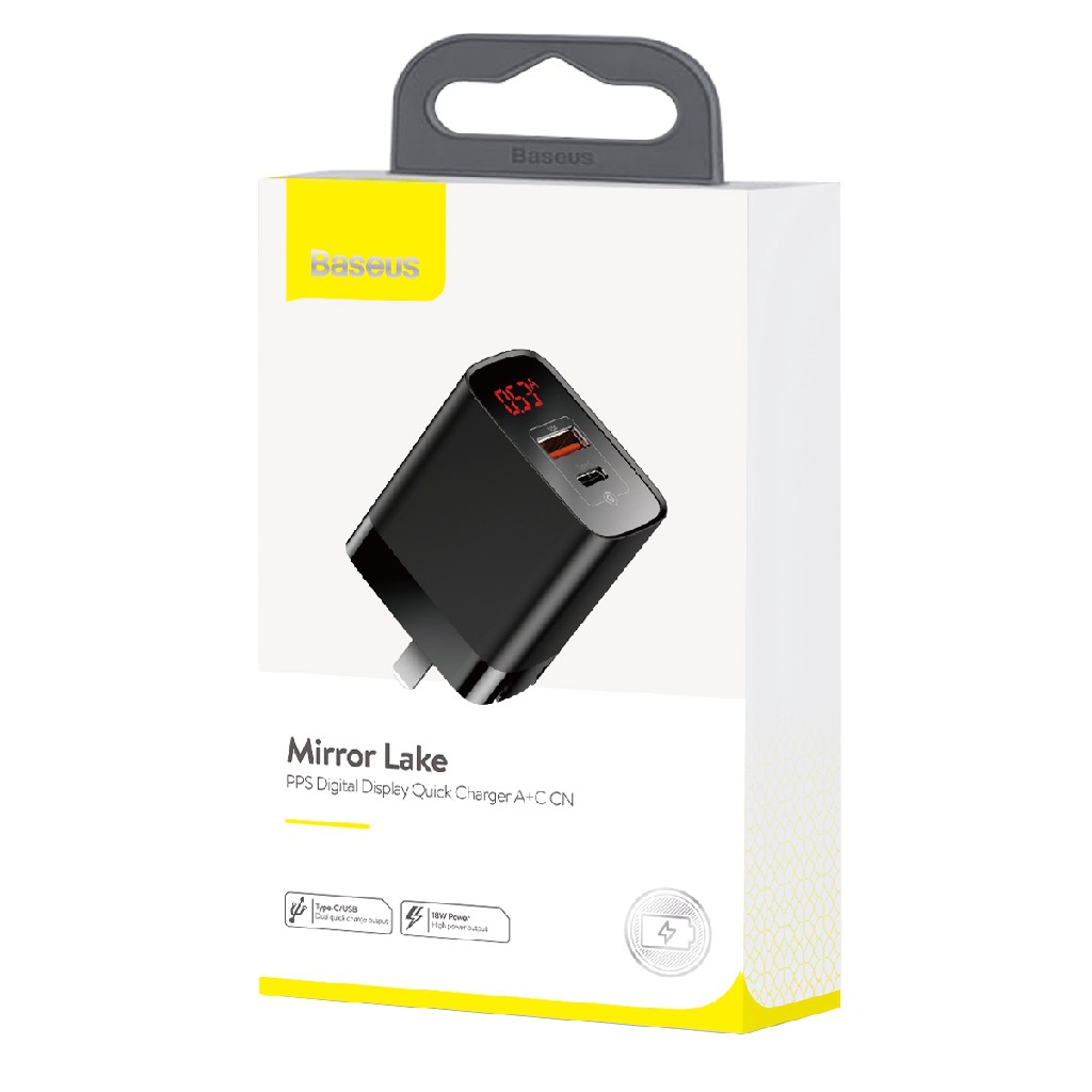 Cốc Sạc Nhanh 2 Cổng 18W Baseus CCJMHA - CCJMHC Mặt Gương Hiển Thị - Bảo Hành 1 Đổi 1
