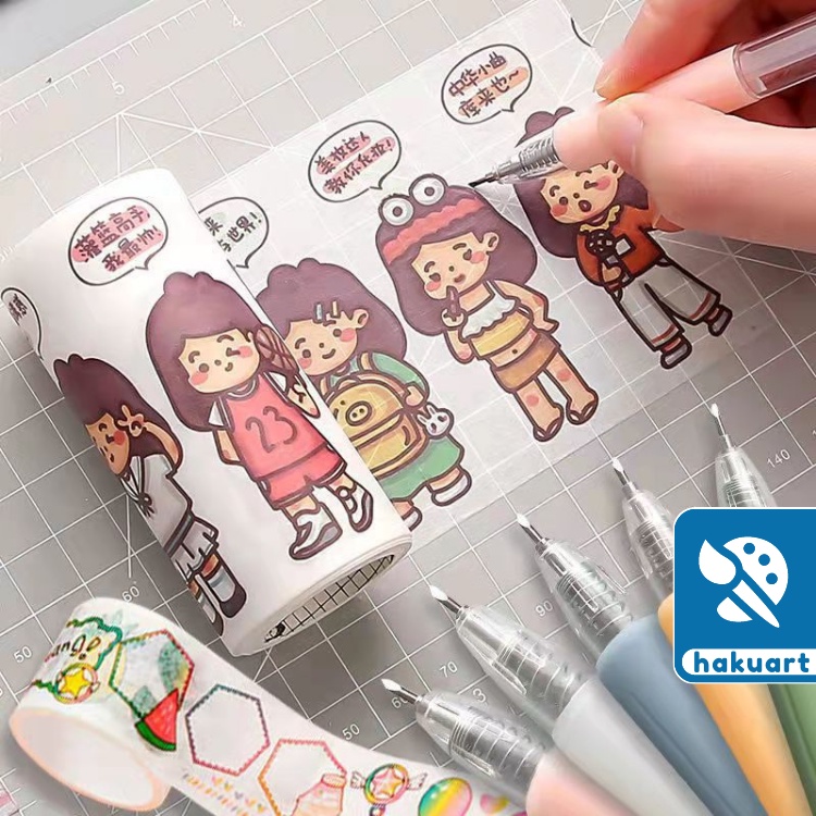 Dao cắt/chạm khắc sticker dạng bút có thể thu gọn màu sắc morandi sáng tạo diy - Họa cụ hakuart