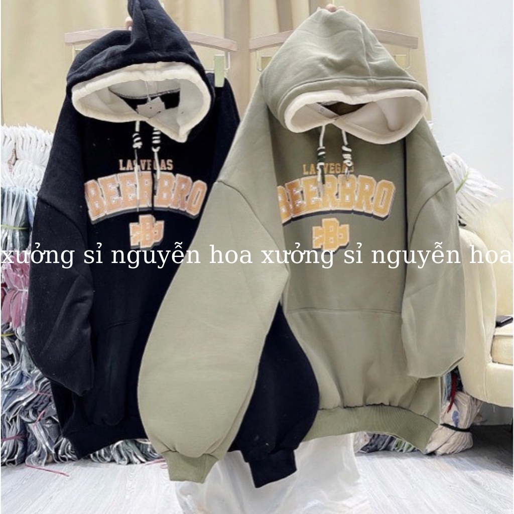 Áo hoodie nỉ mũ 2 lớp beer form unisex nam nữ mặc được phong cách hàn quốc cá tính năng động