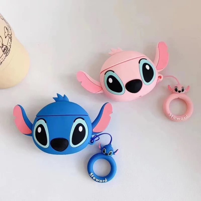 Vỏ bảo vệ hộp đựng tai nghe Apple Airpods 1 & 2 12 in hình LILO AND STITCH bằng silicon