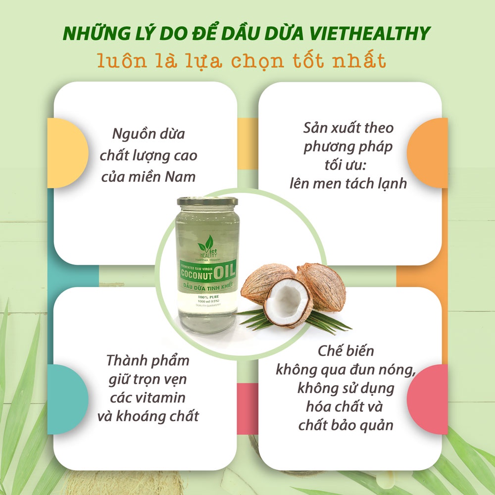 Dầu Dừa Lên Men Tách Lạnh Tinh Khiết  VietHealthy 100ml