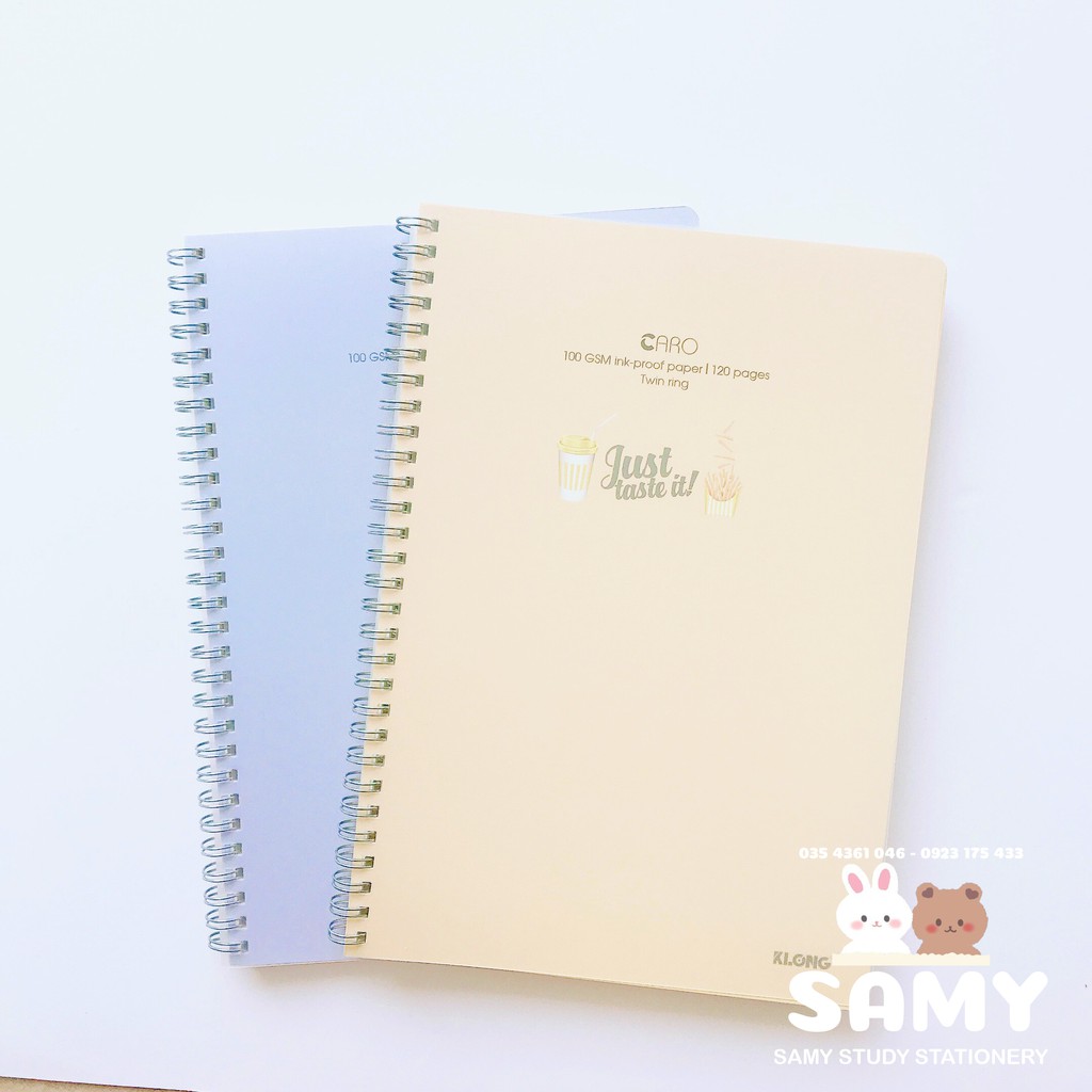 Combo 2 Sổ Caro Lò Xo Bìa Họa Tiết 120 Trang Size B5 Bìa Nhựa 100GSM KLONG Làm Bullet Journal và Planner Sổ Tay