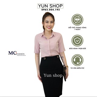 Áo sơ mi công sở ôm dáng - MC Fashion A473  màu hồng đỗ