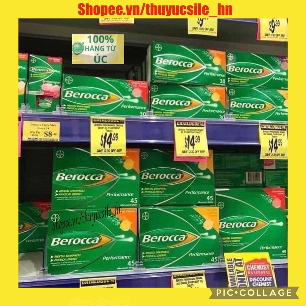 Vitamin C sủi Berocca Úc hộp 3 ống