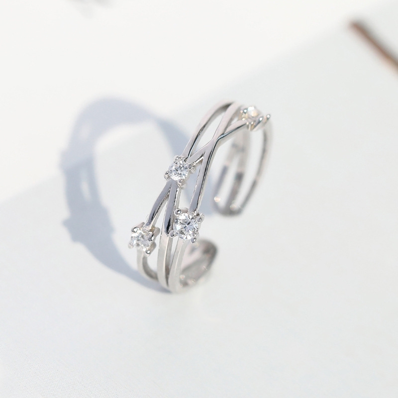 Cincin Kasual Nhẫn Hở Họa Tiết Sao Băng Sông Gợn Sóng Kiểu Gợn Sóng Thời Trang Cho Nữ