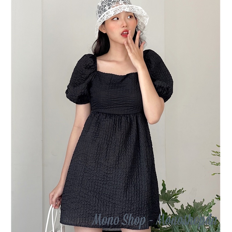 Đầm gấm xốp cột nơ lưng dáng babydoll mặc được hai kiểu Ảnh thật/ sẵn | BigBuy360 - bigbuy360.vn