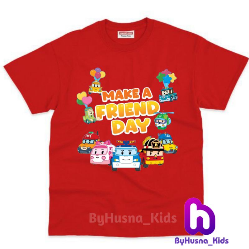 Áo thun cho bé trai và bé gái in hình hoạt hình ROBOCAR POLI dễ thương, chất liệu cotton mềm mịn thoáng mát NTShirt