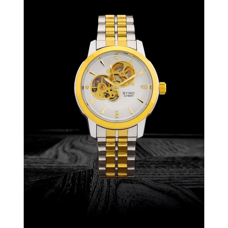 Đồng hồ nam B Y I N O chính hãng cao cấp đẹp, đồng hồ cơ nam dây kim loại mặt 42, BH 24 tháng mã A9