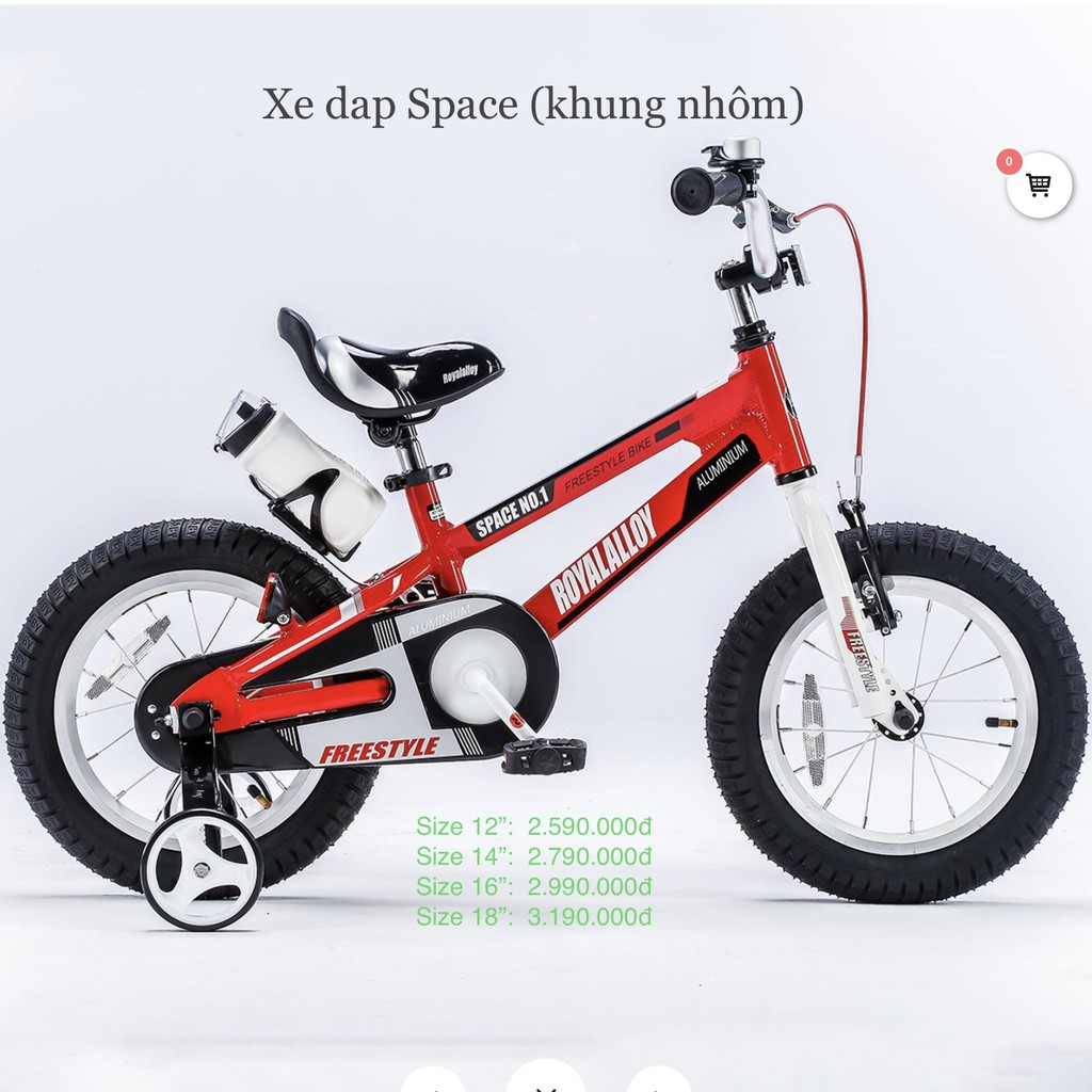 Size 16&quot; Xe đạp trẻ em Royal Baby Space màu đỏ ( Royalbaby - xe đạp cho bé )