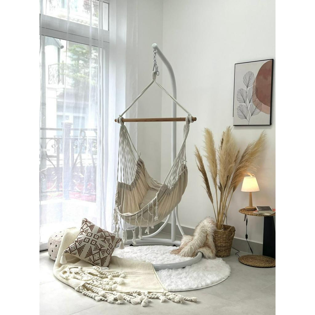Ghế Võng Xích Đu Nordic Linen Kèm Gối Tựa Lưng PA9592