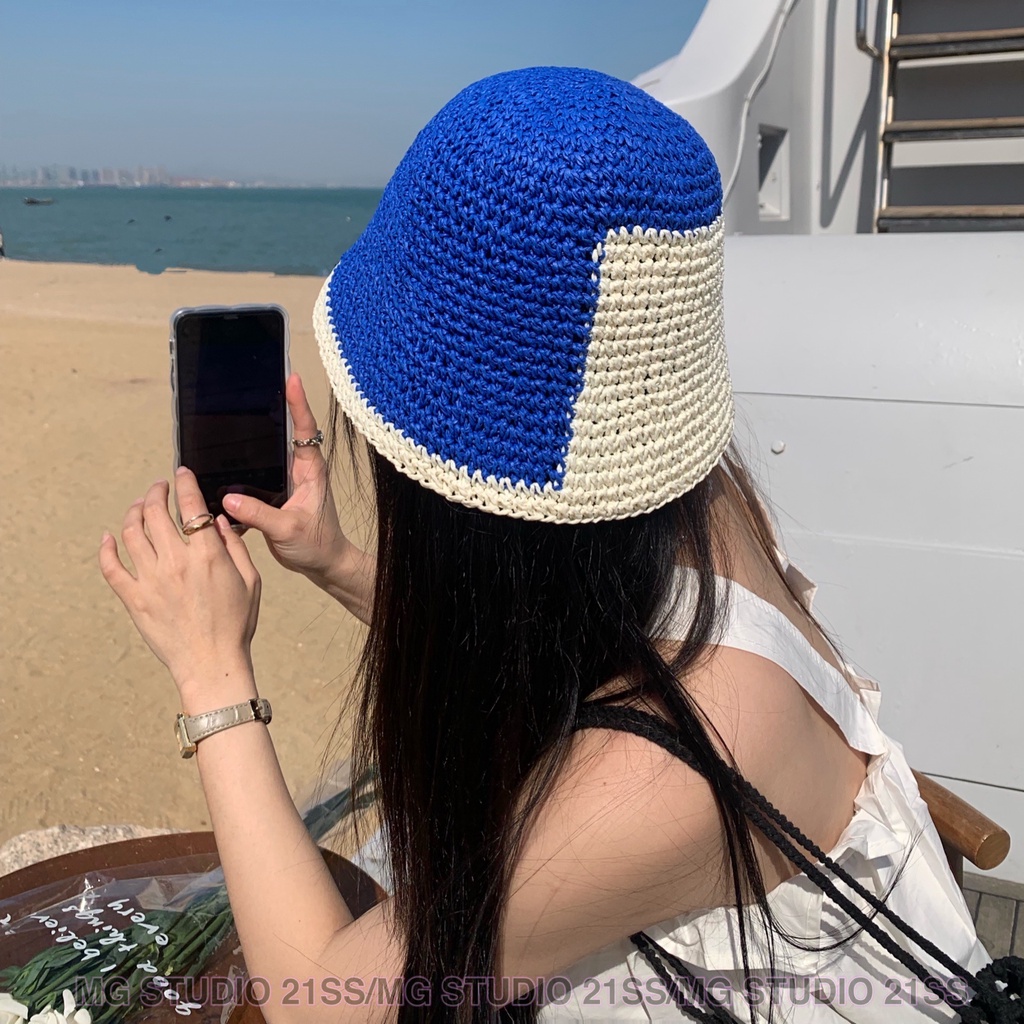 MG STUDIO/summer straw bucket hat