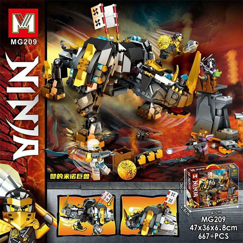 Lắp ráp xếp hình non Lego Ninjago 71719 , mg209 : Khủng Long Giác Đấu Mino Của Zane 667+ mảnh 11554