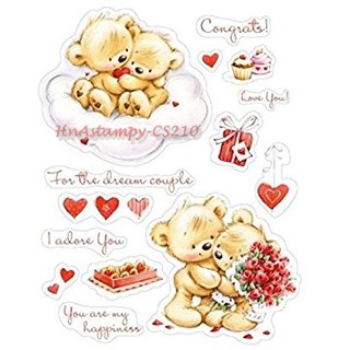 hnastampy CS210 con dấu tem trong suốt seal clear stamp dùng cho handmade scrapbook bộ Teddy with dream couples