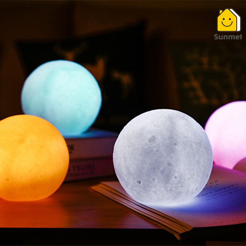 Đèn Ngủ Để Bàn Mặt Trăng Moon Light 3D 15Cm Màu Vàng Ấm Và Đa Sắc Thích Hợp Trang Trí Decor phòng ngủ