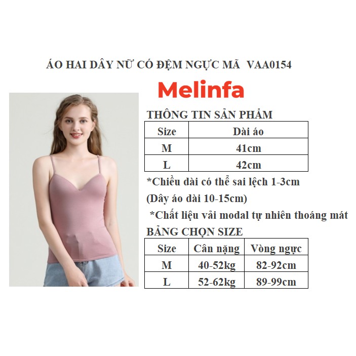 Áo hai dây nữ có đệm ngực vải Modal (gỗ Sồi) tự nhiên mềm mại thoáng mát mã VAA0154