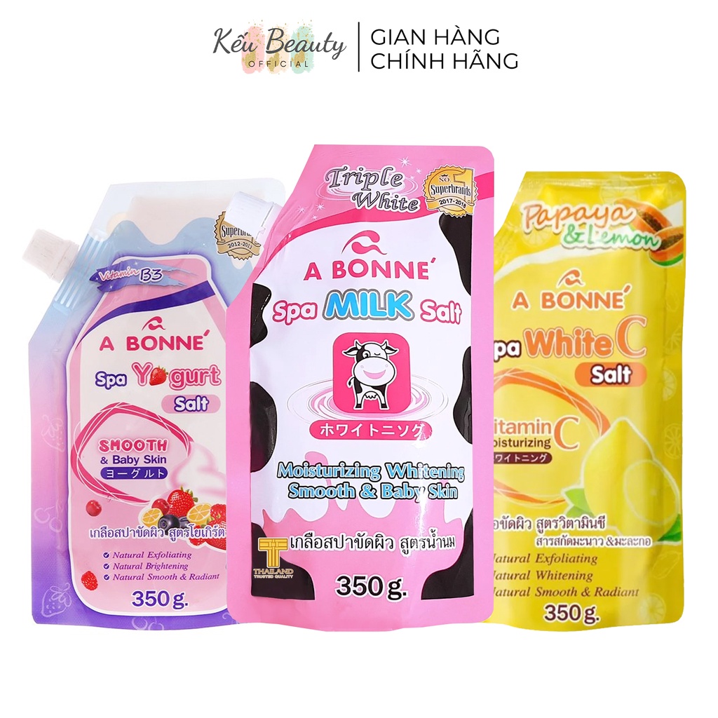 Muối Tắm Sữa Bò, Sữa Chua, Vitamin C, Tẩy Da Chết Spa A Bonne' (350G), Thái Lan, Có Vòi
