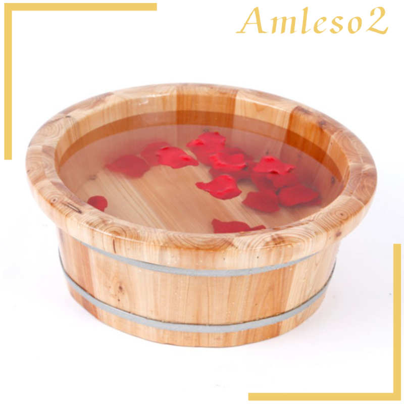 [AMLESO2]Cedar Wood Foot Basin Tub Bucket For Adult Foot Bath Massage Spa Sauna Soak