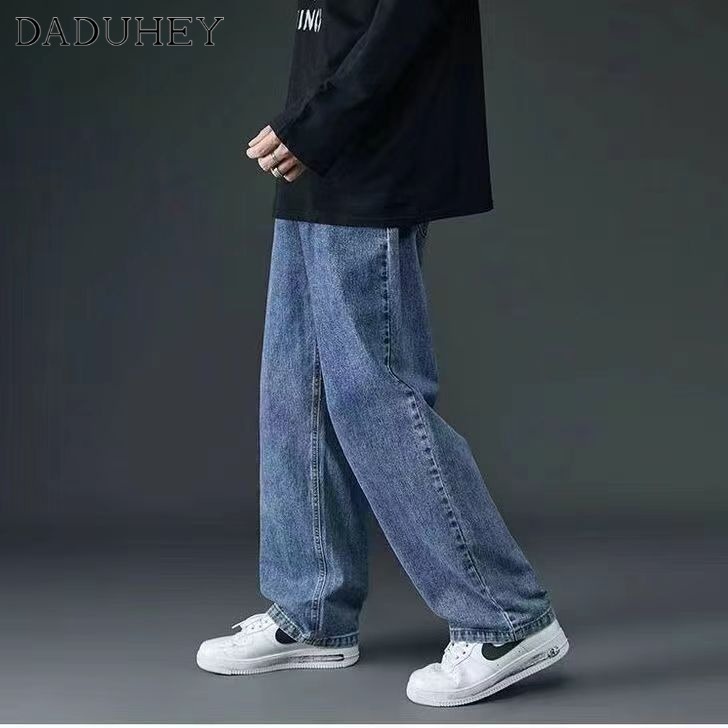 Quần jean dài ống suông rộng lưng cao phong cách đường phố thời trang cho nam