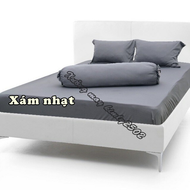 [Xám nhạt] Bộ 4 món Drap-Ga trải giường bo chun vải thun sợi silk màu trơn có size lớn tách lẻ sản phẩm Bộ ga và vỏ gối | BigBuy360 - bigbuy360.vn