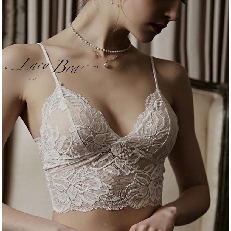 Bộ Đồ Lót Ren Hoa Mềm Dáng Bra Đệm Mỏng Sexy Lacy Bra - B12