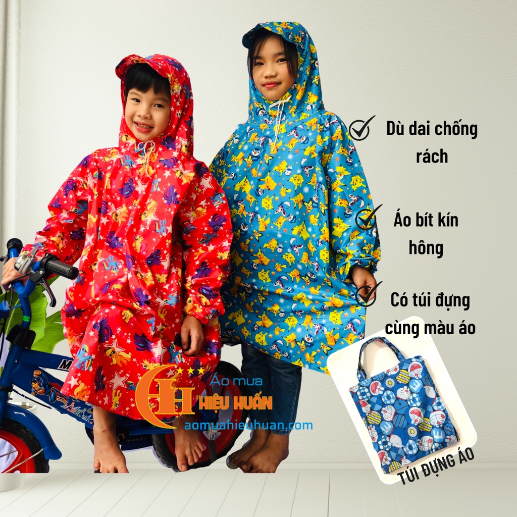 Áo Mưa Cho Bé loại Bit Quây vải dù siêu dai Trẻ Em cao cấp, chống rách aomuahieuhuan
