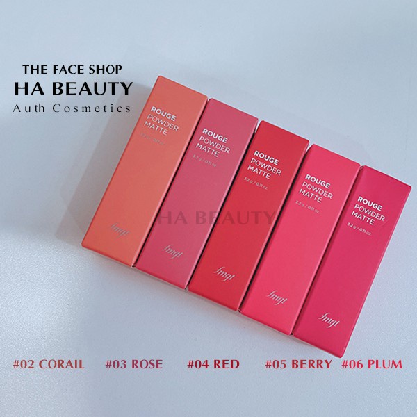 Son lì dưỡng siêu mịn có nhiều màu trẻ trung sang trọng môi quyến rũ The Face Shop fmgt Rouge Powder Matte 3.2g