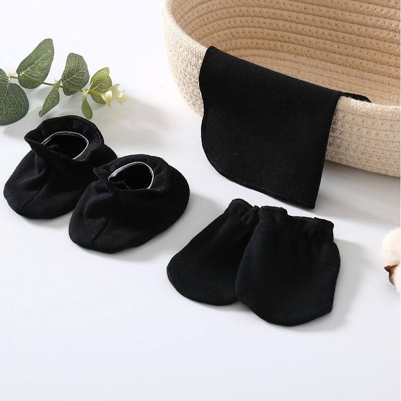 1 Set Găng Tay Cotton Màu Trơn Trắng / Đen / Hồng / Xanh Dương Cho Bé Sơ Sinh