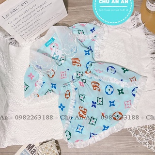 [ 10-43kg] Bộ Ngủ Pijama Lụa Mango Phối Cổ Ba Lá -  Pijama Bé Gái Cao Cấp Tay Cộc Họa Tiết Đáng Yêu