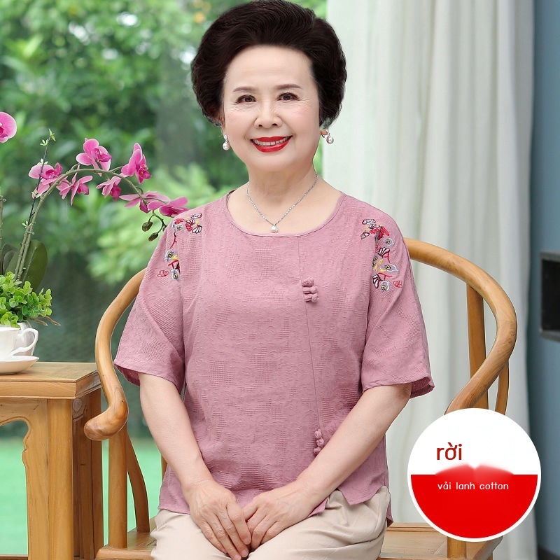 Mùa hè mới của mẹ mặc quần ngắn tay phụ nữ cỡ lớn phù hợp với người trung niên và cao tuổi