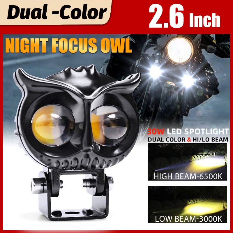 Đèn LED 23W Ánh Sáng Trắng Vàng Hình Cú Vọ Chống Thấm Nước Dành Cho Xe Mô Tô