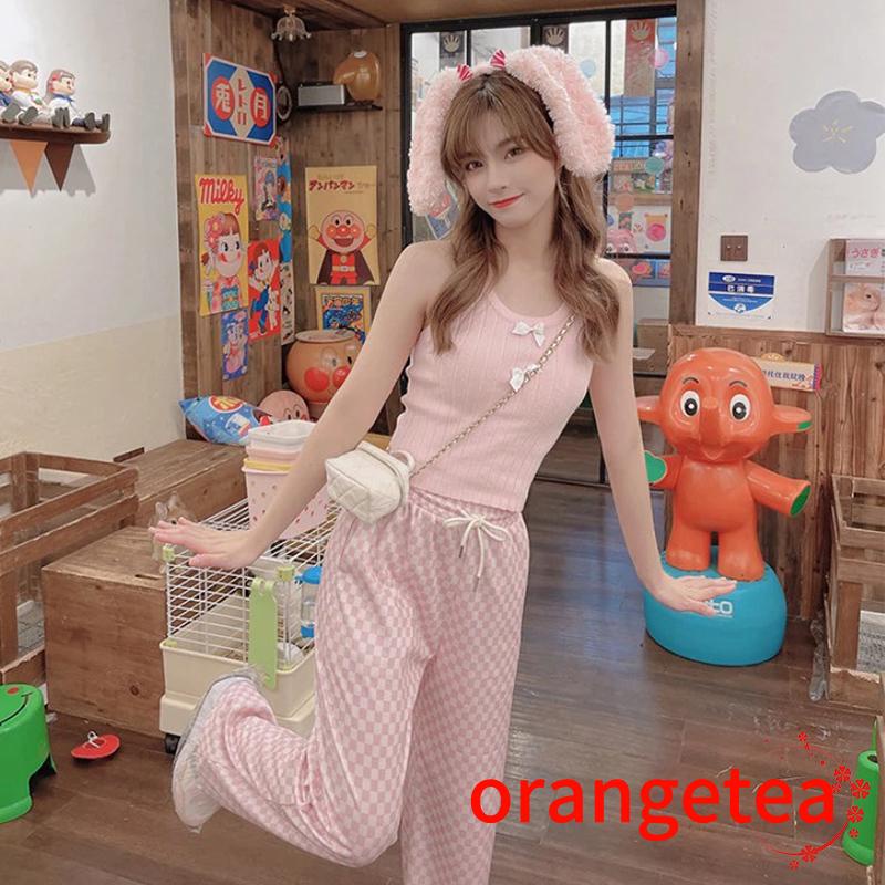 Quần dài nữ ống rộng họa tiết caro thời trang cá tính