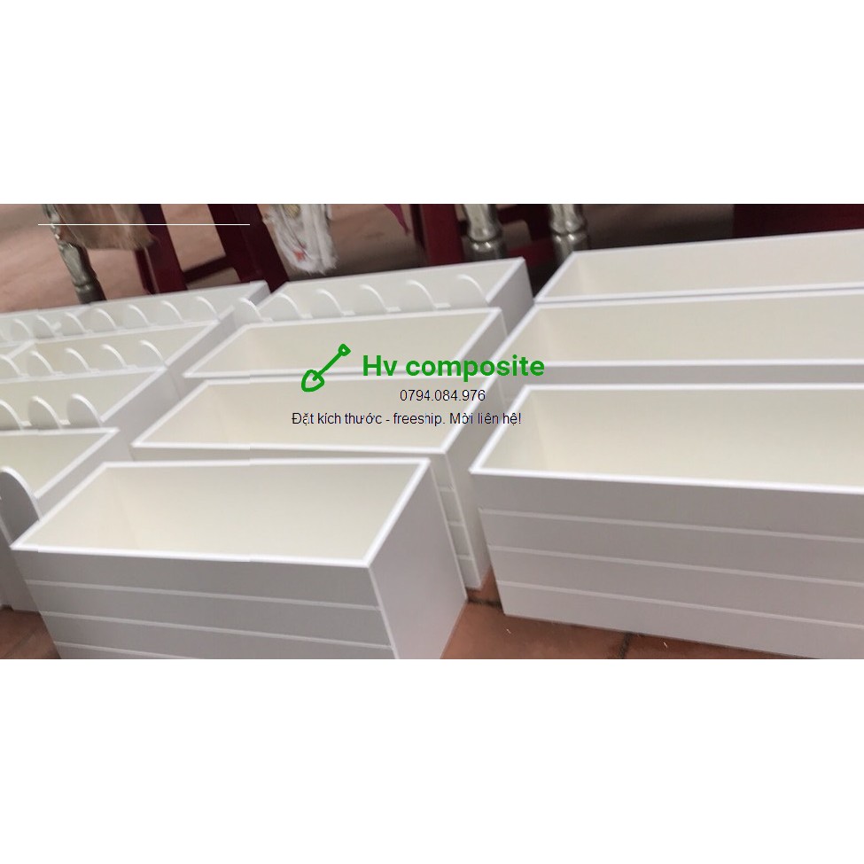 Chậu trồng cây - nhựa composite ngoài trời mẫu kẻ ngang