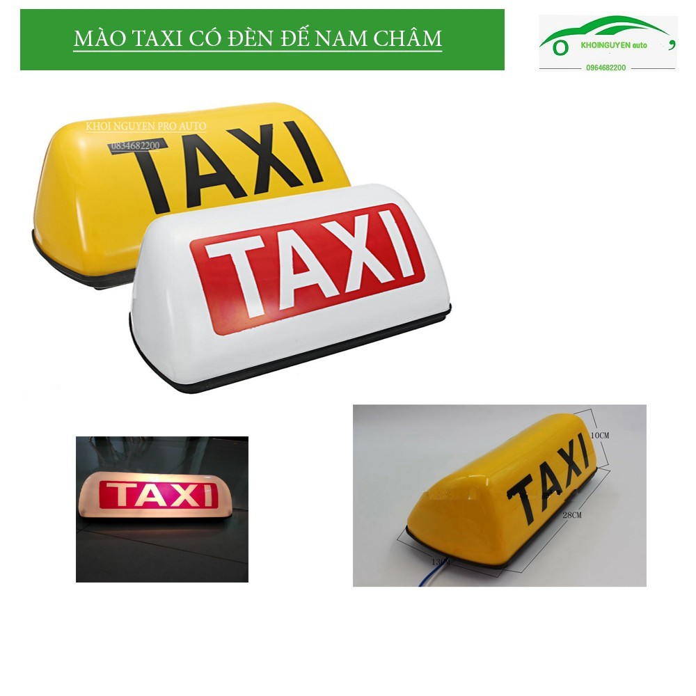 Mào taxi vàng - có đèn - đế nam châm loại 35 Cm - Bình An Auto