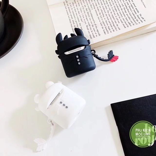 Tặng kèm móc treo - Case airpod Light Fury Night Fury Vỏ bao ốp Airpods silicon đựng tai nghe không dây 1 và 2