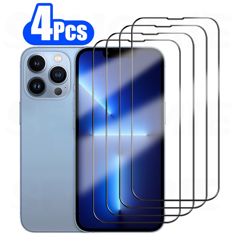 1-4 Kính Cường Lực 9D Bảo Vệ Toàn Màn Hình Cho iPhone 13 12 mini 11 Pro Max X XR XS Max