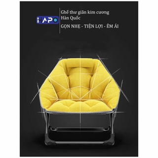 Ghế thư giãn ngả lưng gập gọn bọc đệm vải cotton kết cấu kim cương ôm kín vai gáy - ghế thư giãn văn phòng