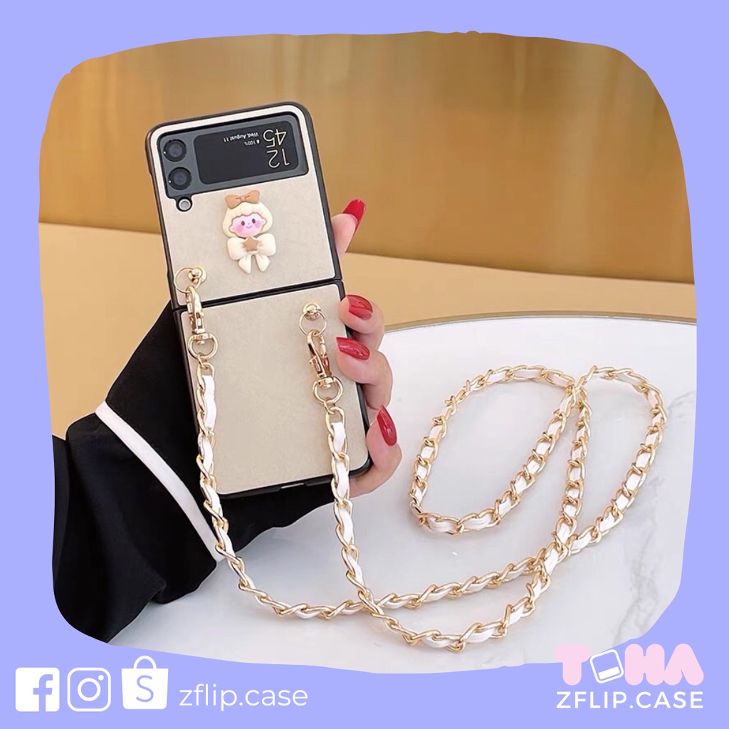 [HOT DEAL] Ốp da Samsung Z Flip 3 / Z Flip 4 có dây đeo xinh xắn [HÀNG CÓ SẴN] / Z Flip3 / ZFlip3 / Z Flip4/ ZFlip4