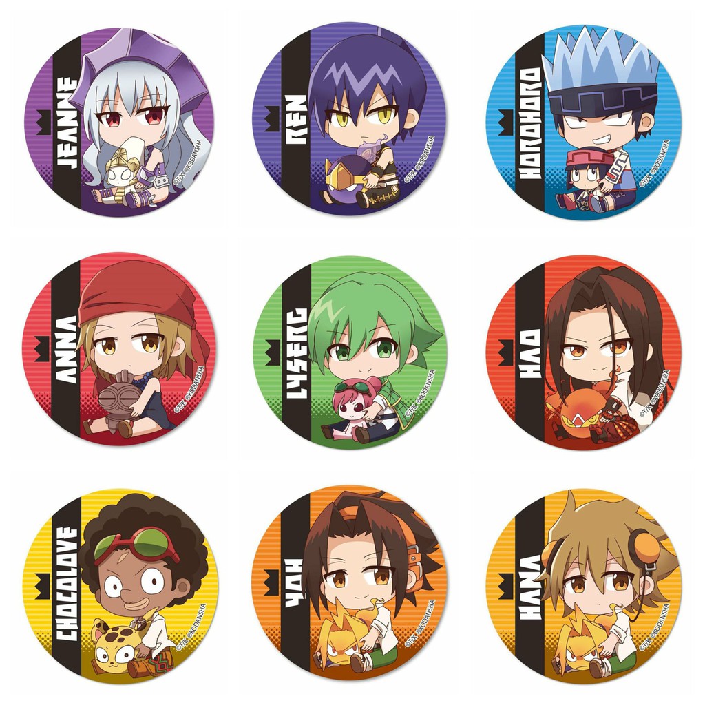 Combo 9 huy hiệu cài áo IN HÌNH Shaman King Vua pháp thuật anime chibi dễ thương tiện lợi