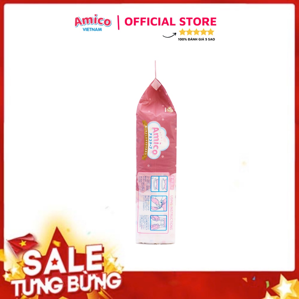 Bỉm - Tã dán Amico combo 2 gói size M 64 + 4 miếng (Cho bé 6 - 11kg)