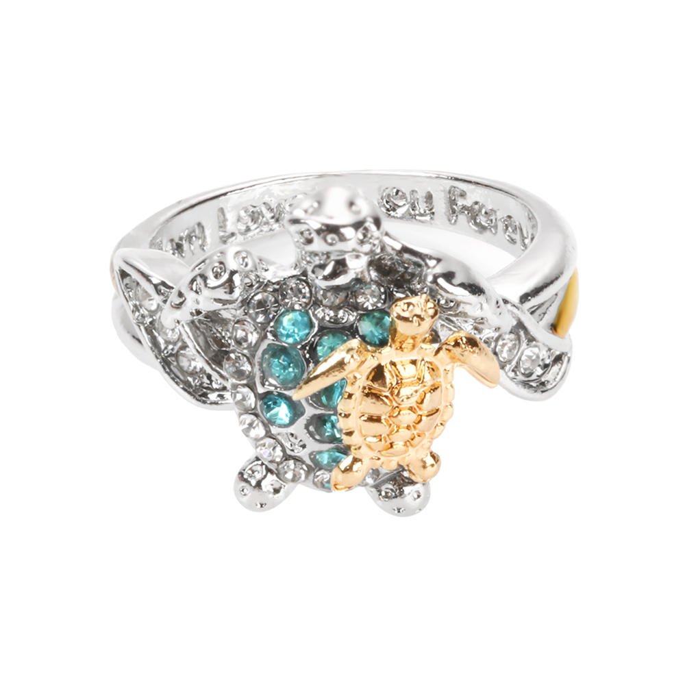 Nhẫn Đính Đá Zirconia Hình Rùa Biển Độc Đáo Thời Trang Cho Nữ|Mẹ Yêu Bạn Mãi Mãi / Nhiều Màu