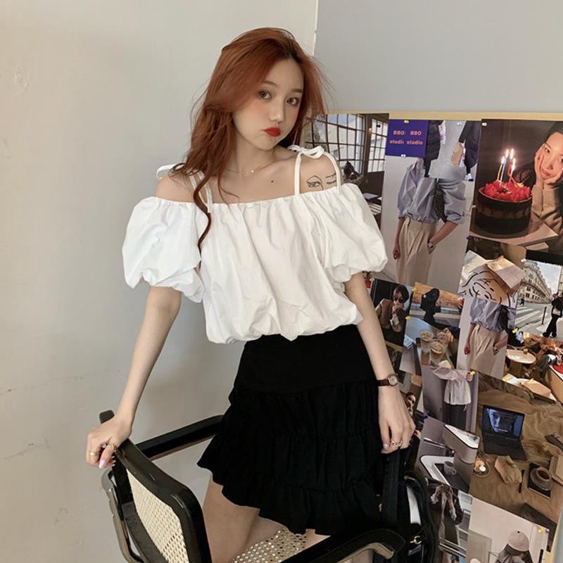 Áo trễ vai tay phồng phong cách Hàn Quốc xinh xắn dành cho nữ