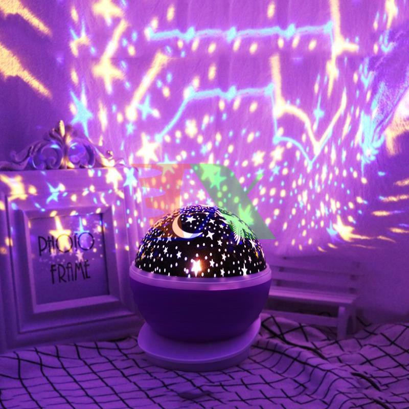 Đèn ngủ tròn chiếu Trăng Sao 3D , Đèn trang trí cho bé, Đèn phòng ngủ gia đình