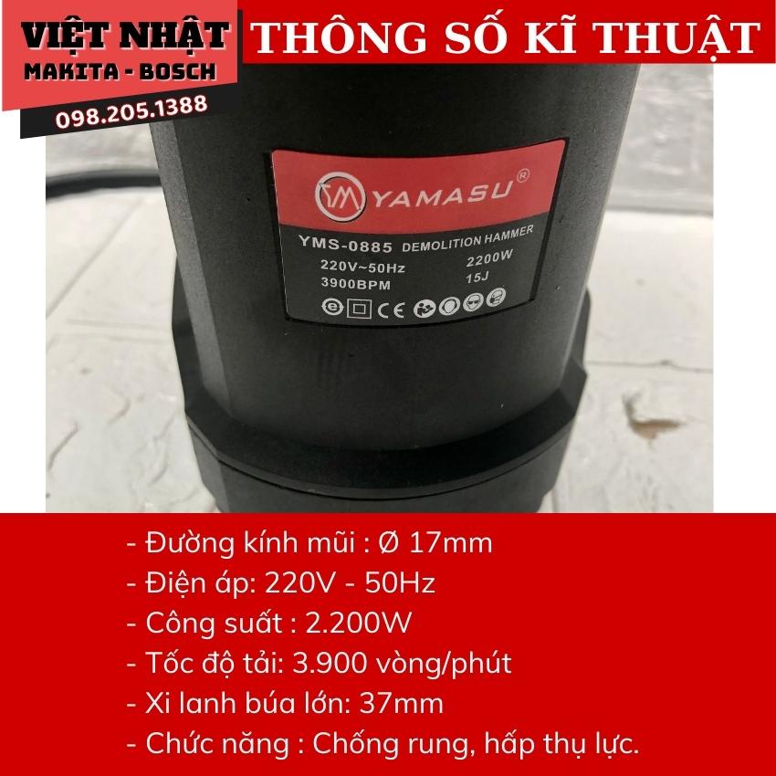 Máy đục bê tông chuyên dụng công suất lớn YAMASU-0885 tay cầm giảm rung giật, hấp thụ lực 2.200W hàng công ty nhập khẩu.