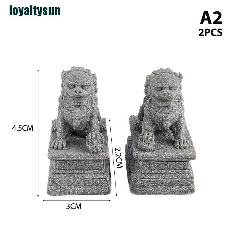 Bộ 2 Tượng Sư Tử mini Bằng Đá Dùng Trang Trí Phong Thủy