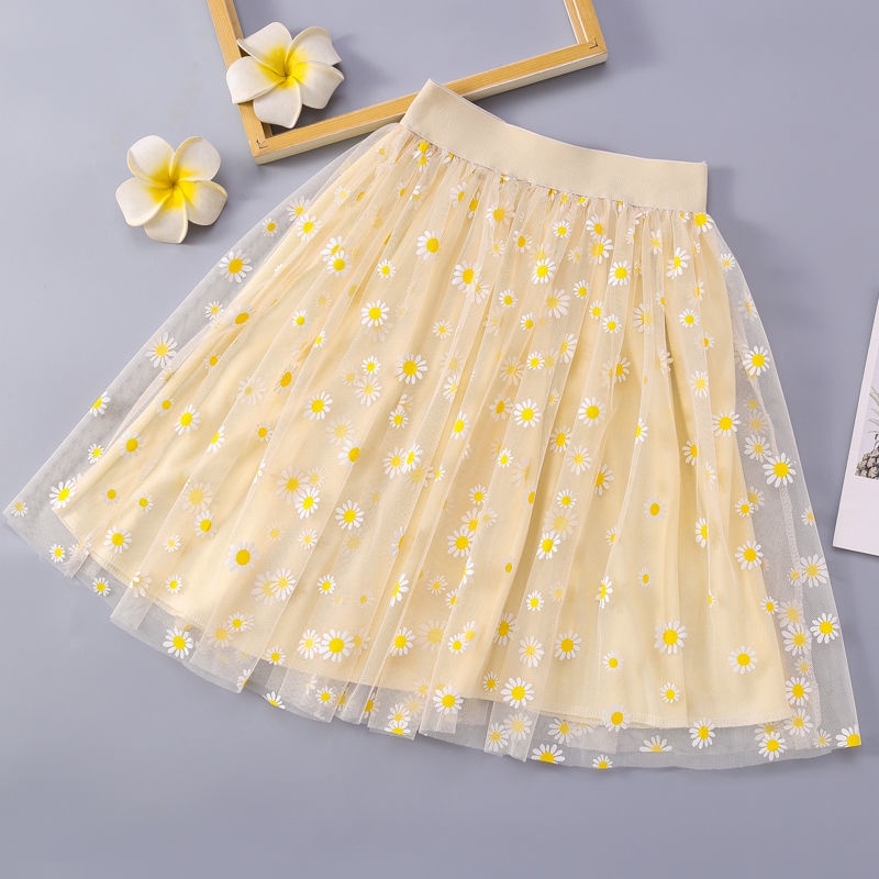 Chân Váy Hoa Cúc Dài Tới Gối Thời Trang Xuân Thu Dành Cho Bé Gái