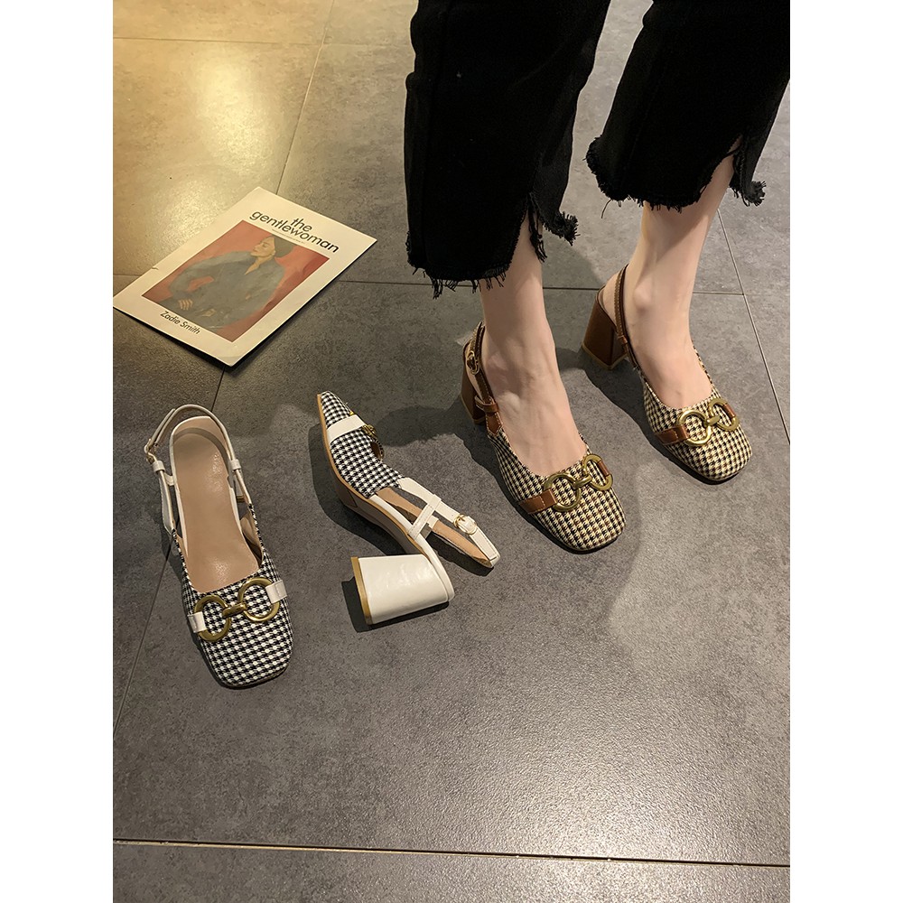 Sandal mũi vuông gót vuông cao 8cm (ảnh chụp thật) (Hàng oder chuẩn hình 100%) 150421